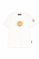 T-shirt per bambino Just Cavalli Kids bianca con dettaglio sole JBP26076TS PRISTINE ROBERTO CAVALLI KIDS 