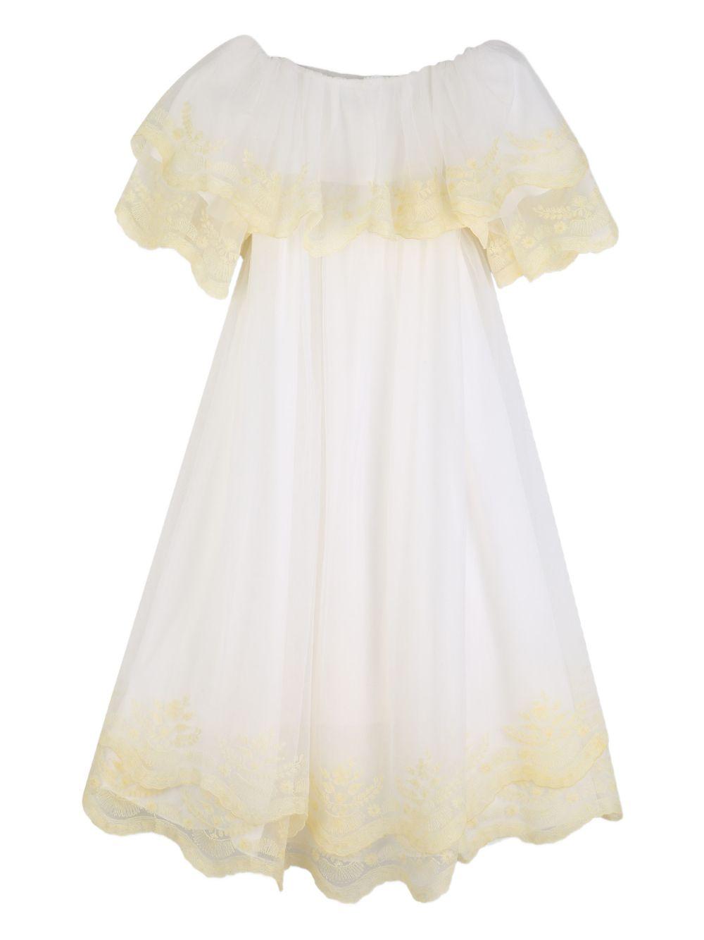 Abito per bambina Chloé Kids bianco con finitura in pizzo C21241 117 CHLOE' KIDS 