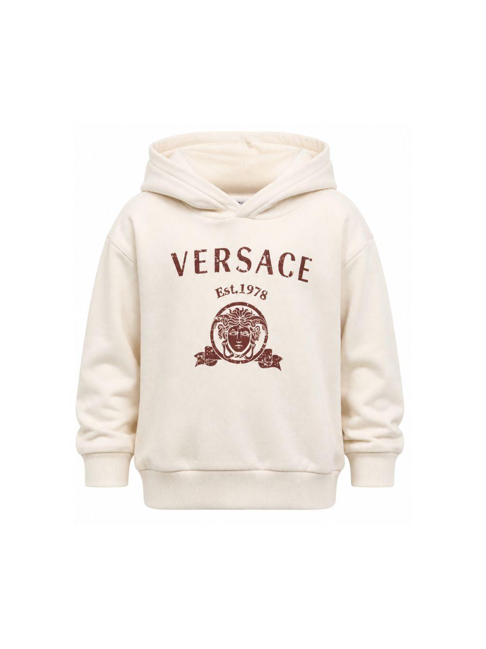 Felpa per bambino Versace Kids beige con stampa grafica 10249501A18126 2YE00 VERSACE KIDS 