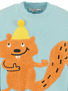 Maglione per bambino Stella McCartney Kids azzurro con motivo scoiattolo TX9P60 Z1876 670 STELLA McCARTNEY KIDS 