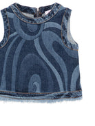 Top per bambina Emilio Pucci Junior denim con stampa grafica PY5B12 L0384 620 EMILIO PUCCI KIDS 