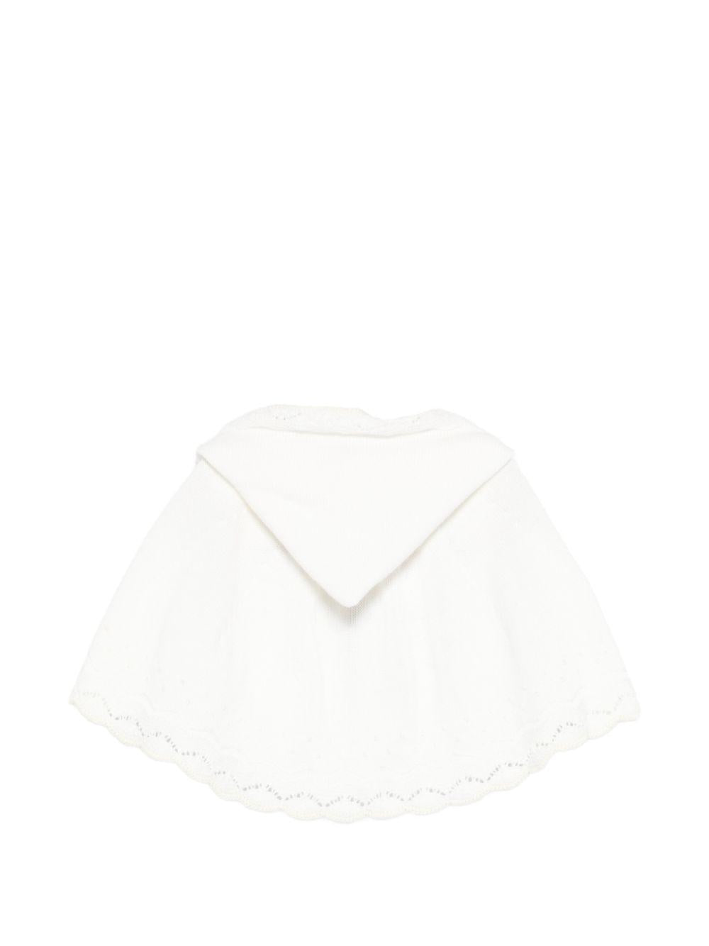 Mantellina per neonata Paz Rodriguez bianca con cappuccio 019-123243 6062 PaZ RODRIGUEZ KIDS 