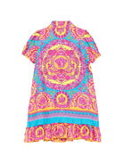 Abito per bambina Versace Kids multicolore con stampa medusa sul retro 10185121A16902 5PF70 VERSACE KIDS 