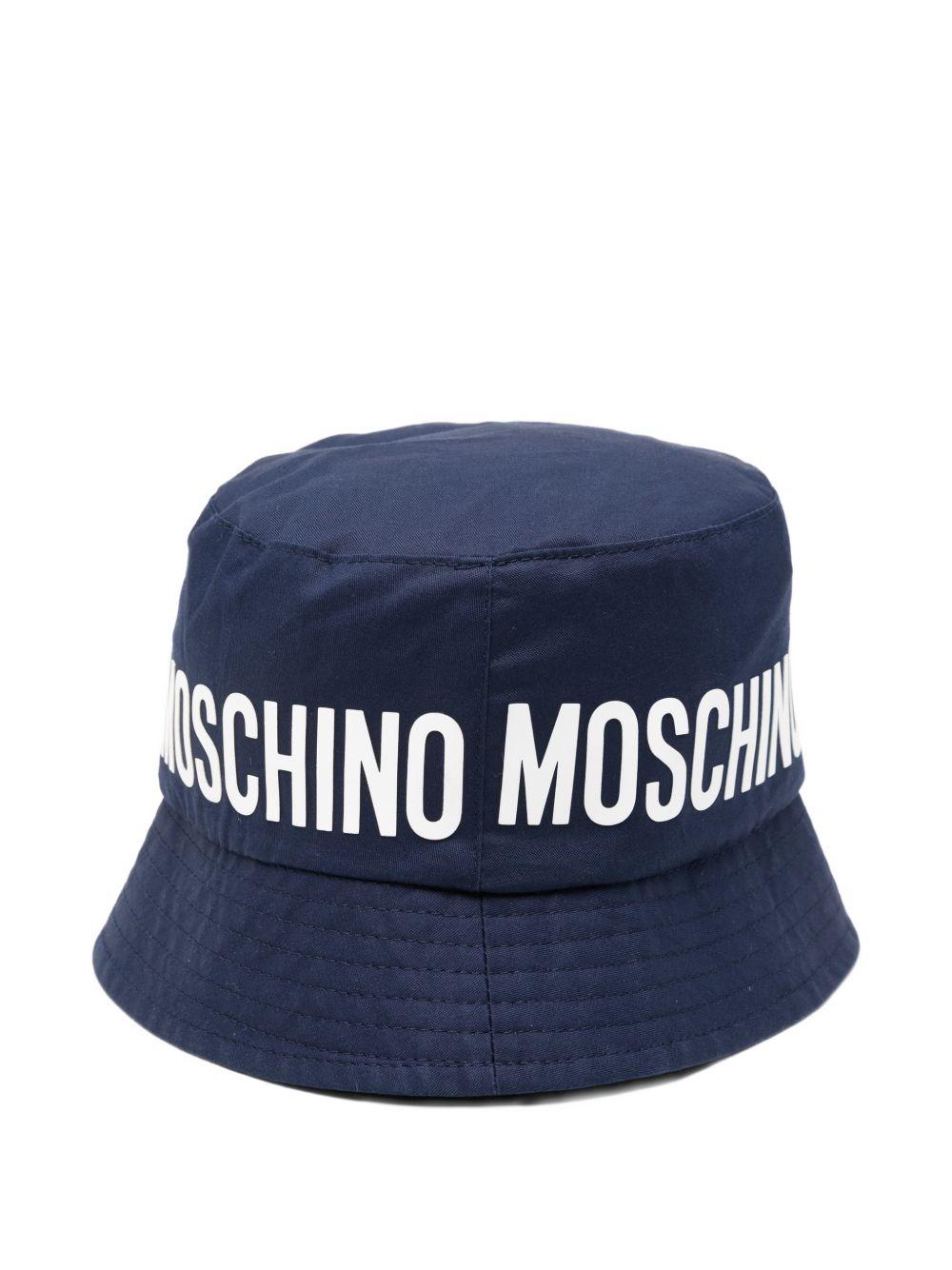 Cappello bucket per bambino Moschino Kids blu con stampa logo HUY003LOA00 40016 MOSCHINO KIDS 
