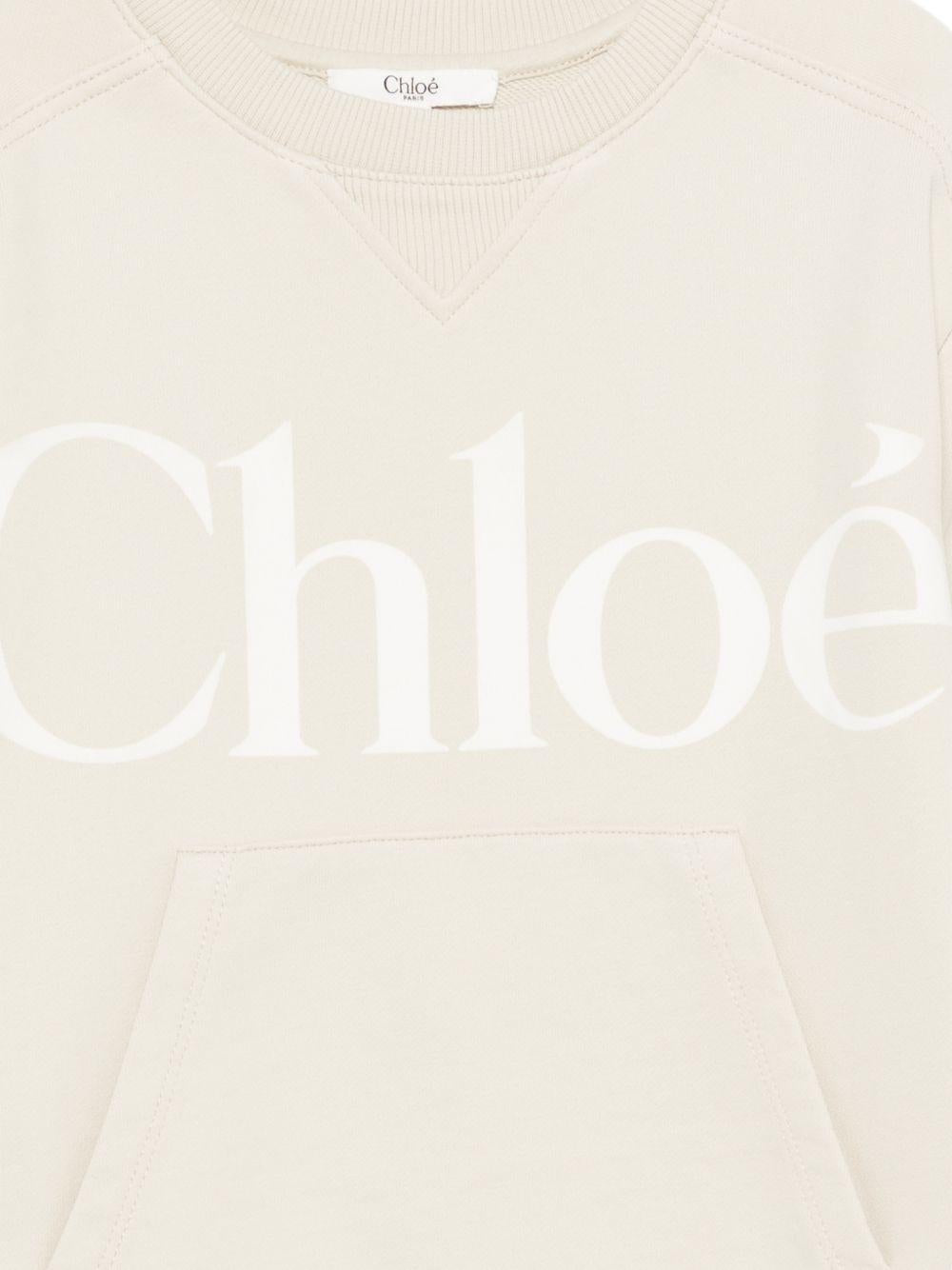Abito per bambina Chloé Kids beige con logo sul davanti C21230 72J CHLOE' KIDS 