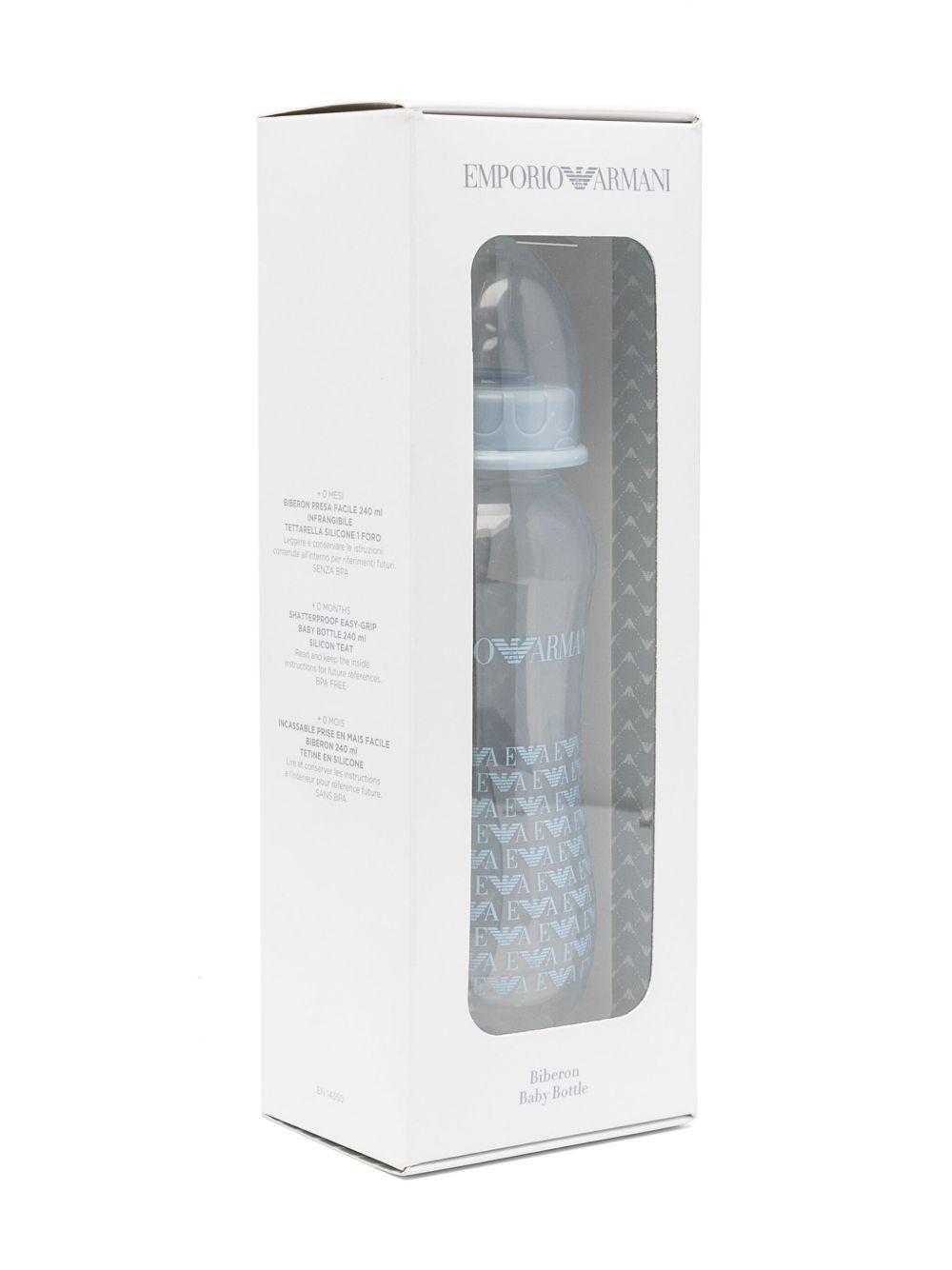Set biberon per neonato Emporio Armani Kids azzurro con stampa con monogramma 409172 CC919 00631 EMPORIO ARMANI KIDS 