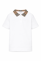 Polo per bambino Burberry Kids bianca con spacchetti laterali 8105571 A1464 BURBERRY KIDS 