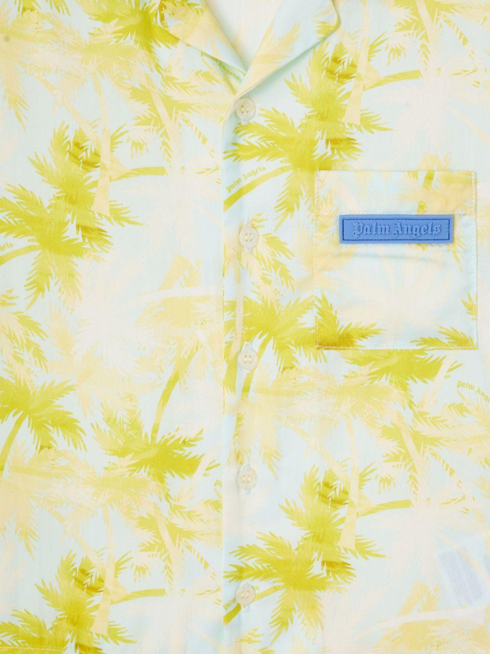 Camicia con stampa per bambino Palm Angels Kids verde con chiusura con abbottonatura PBGG002S25FAB002 4042 PALM ANGELS KIDS 