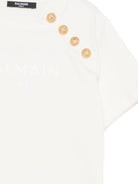T-shirt per bambina Balmain Kids bianca con bottoni color oro sul davanti BY8P01 Z3672 102BC BALMAIN KIDS 