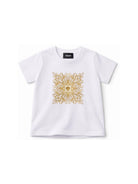 T-shirt per neonati Versace Kids bianca con stampa grafica sul davanti 10185701A17231 2W110 VERSACE KIDS 