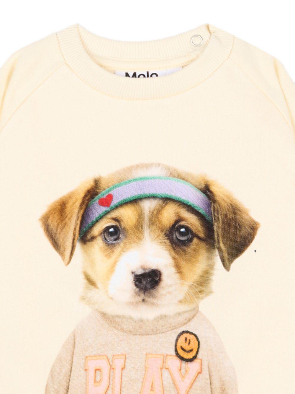 Felpa neonato Molo Kids beige con stampa grafica cane 4W26J201 5798 MOLO KIDS 