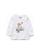 T-shirt per neonati Moschino Kids bianca con motivo Teddy Bear MOO014LAA20 10101 MOSCHINO KIDS 