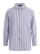 Camicia per bambino Balmain Kids azzurra con motivo a righe BY5P30 P0592 685BC BALMAIN KIDS 