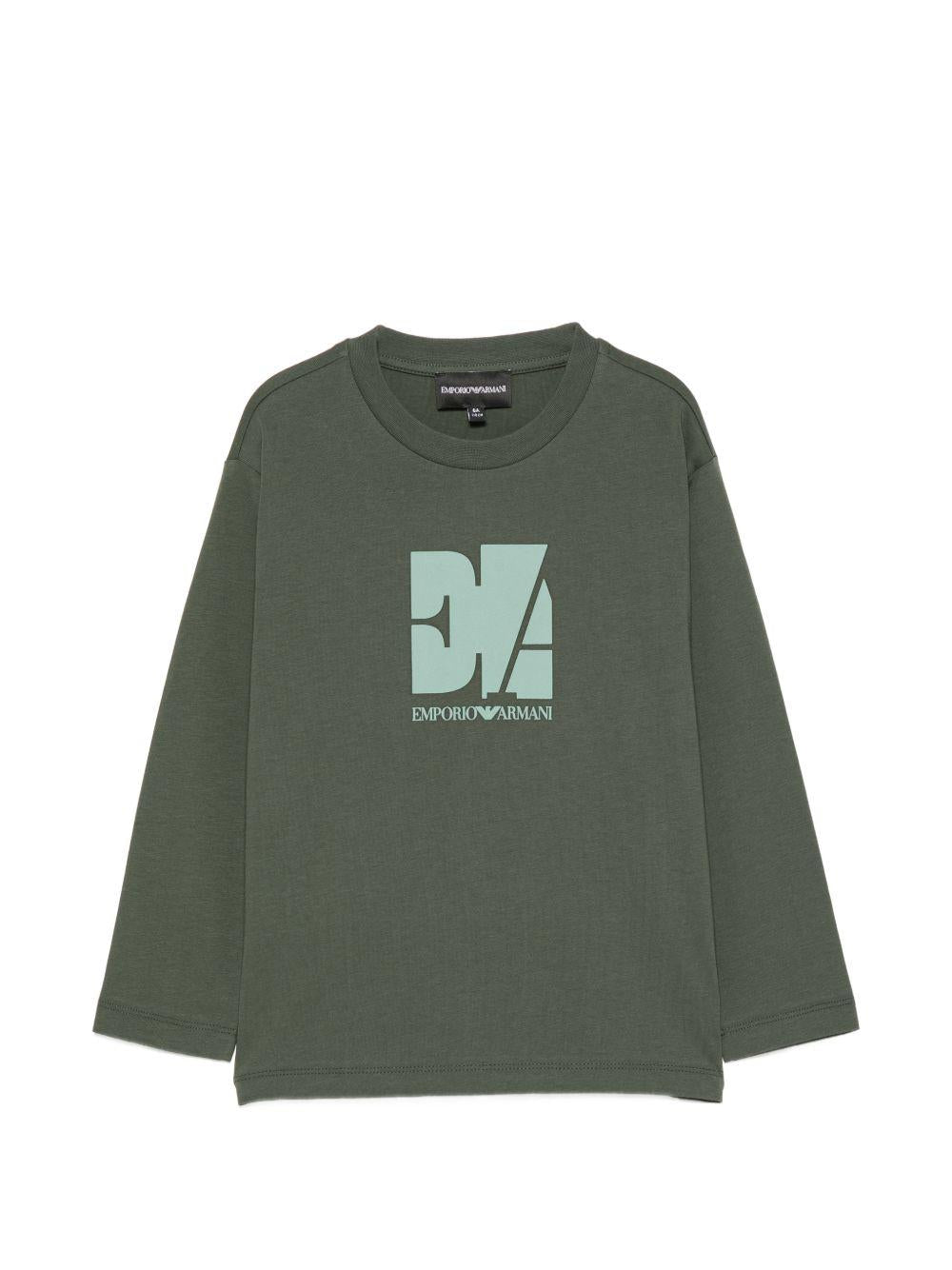 T-shirt per bambino Emporio Armani Kids verde con stampa grafica EB001667 AF26009 U8114 EMPORIO ARMANI KIDS 