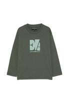 T-shirt per bambino Emporio Armani Kids verde con stampa grafica EB001667 AF26009 U8114 EMPORIO ARMANI KIDS 