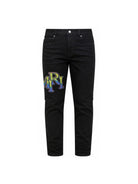 Jeans per bambino Amiri Kids neri con stampa logo sul davanti ACBMJE1003 686 AMIRI KIDS 