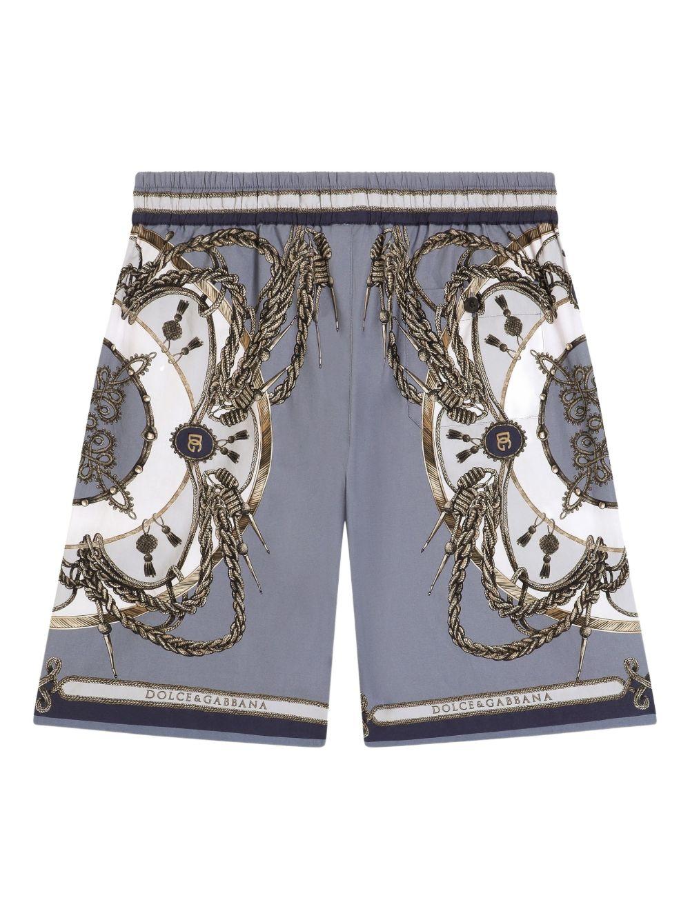 Shorts per bambino Dolce & Gabbana Kids grigi con design a fantasia L43Q47 FI5NQ HT5XB DOLCE & GABBANA KIDS 