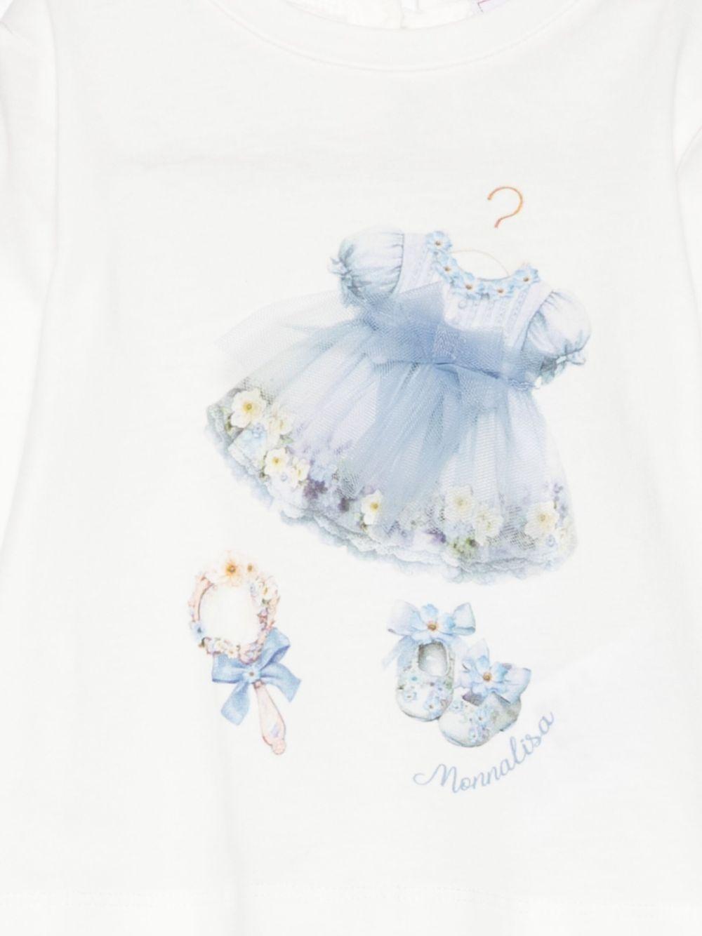 T-shirt per neonata Monnalisa bianca con stampa grafica 39F611 6005 0158 MONNALISA 