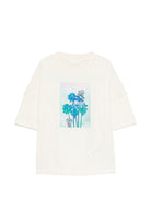 T-shirt per bambino Palm Angels Kids bianca con stampa grafica PBAA002S26JER003 002 PALM ANGELS KIDS 
