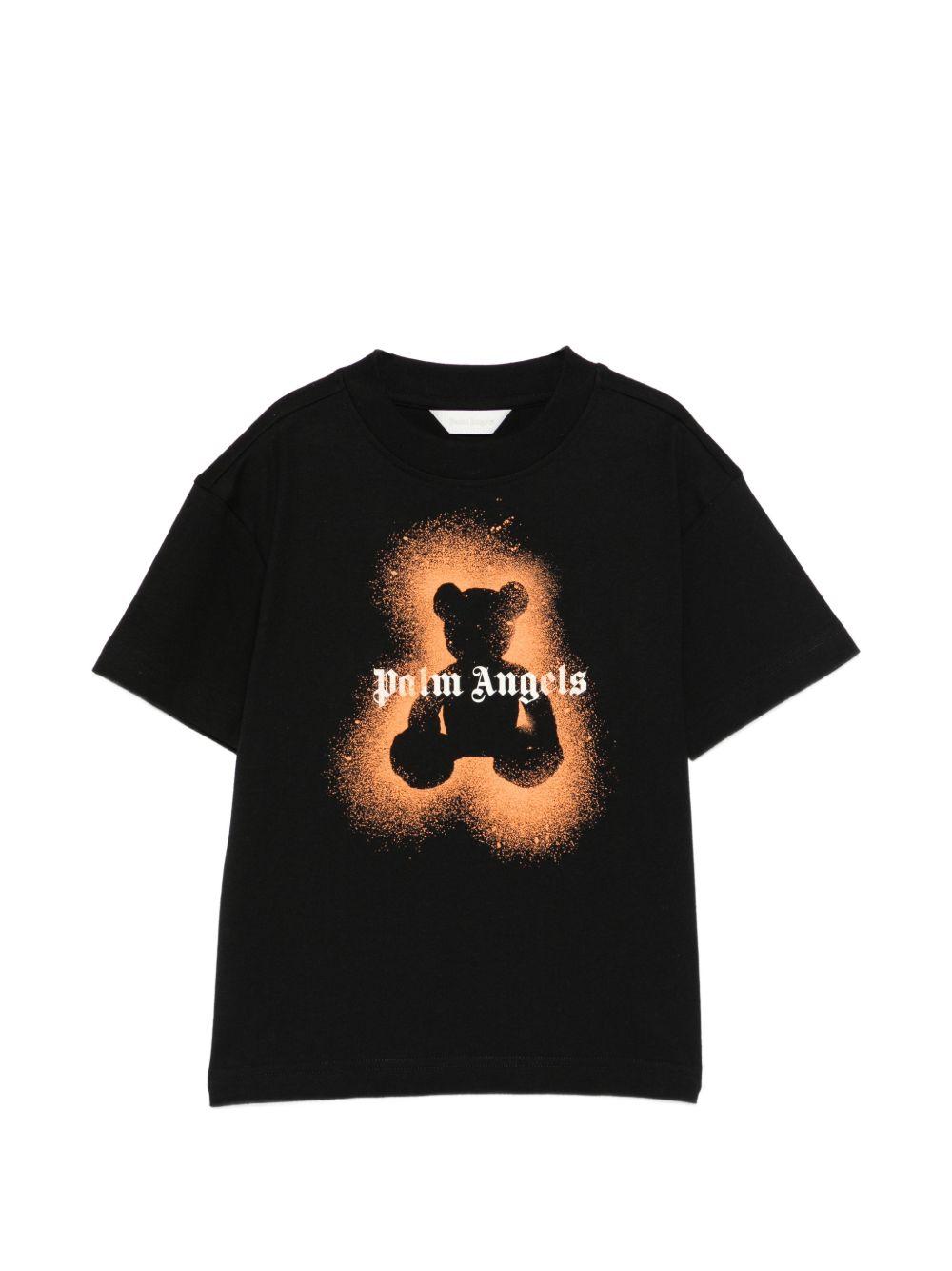 T-shirt per bambino Palm Angels Kids nera con stampa logo PBAA003S26JER006 110 PALM ANGELS KIDS 