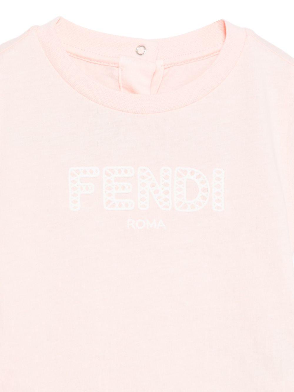T-shirt per neonata Fendi Kids rosa con logo sul davanti BFI170 7AJ F0ZKY FENDI KIDS 