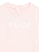 T-shirt per neonata Fendi Kids rosa con logo sul davanti BFI170 7AJ F0ZKY FENDI KIDS 