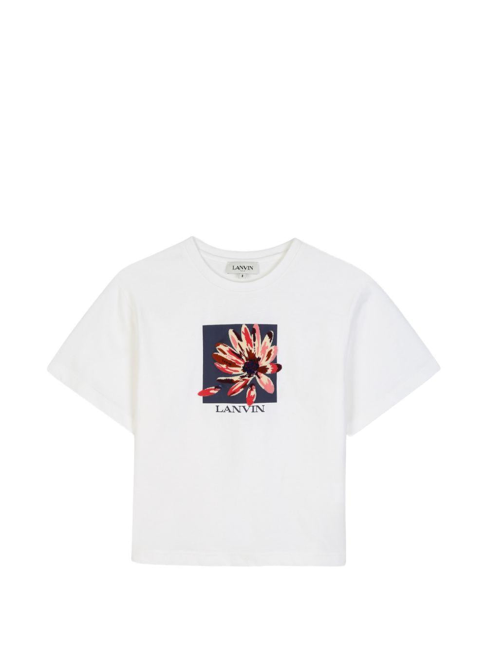 T-shirt per bambini Lanvin Kids bianca con stampa grafica N30398 117 LANVIN KIDS 