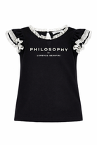 T-shirt per bambina Philosophy di Lorenzo Serafini Kids nera con ruches I1G600 7201 0050 PHILOSOPHY KIDS 