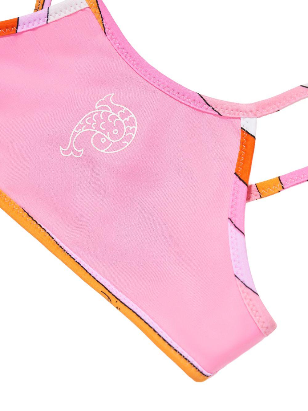 Costume per bambina Emilio Pucci Junior rosa con logo sul davanti PYCA39 Z0559 515 EMILIO PUCCI KIDS 