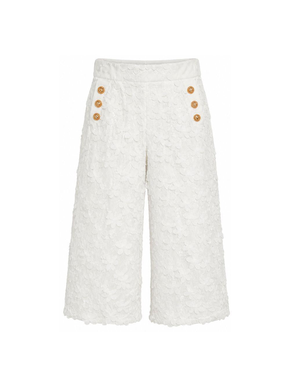 Pantaloni per bambina Balmain Kids bianco con dettaglio con bottoni BY6B80 U0263 100 BALMAIN KIDS 