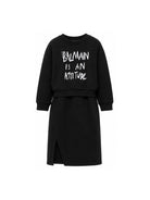 Abito per bambina Balmain Kids nero con design a strati BZ1A00 Z3183 930BC BALMAIN KIDS 