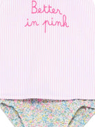 Abito Abbie per neonata MC2 Saint Barth Kids rosa con scritta ricamata "Better in pink" sul davanti ABB0002 03881L MC2 ST. BARTH KIDS 