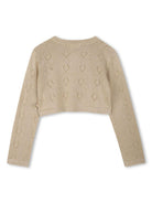 Cardigan con motivo geometrico per bambina Billieblush beige con orlo a coste U21106 Z99 BILLIEBLUSH KIDS 
