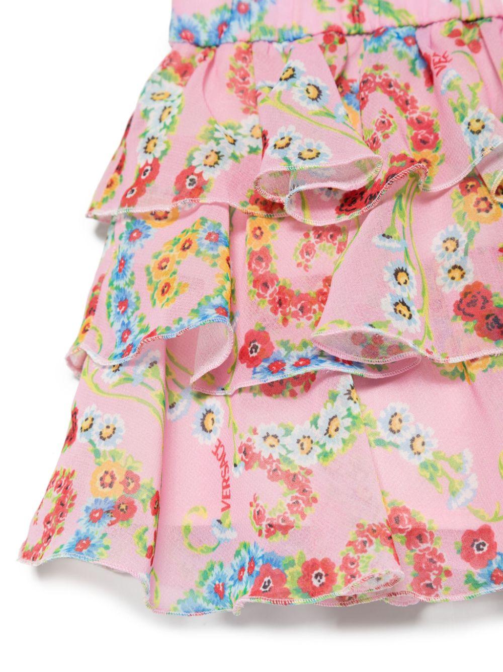 Gonna per neonata Versace Kids Barroco Flowers rosa con grafica all-over 10186941A13297 5PC00 VERSACE KIDS 