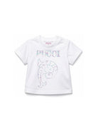 T-shirt per neonata Emilio Pucci Junior bianca con stampa sul davanti PZ8011 Z3672 100 EMILIO PUCCI KIDS 