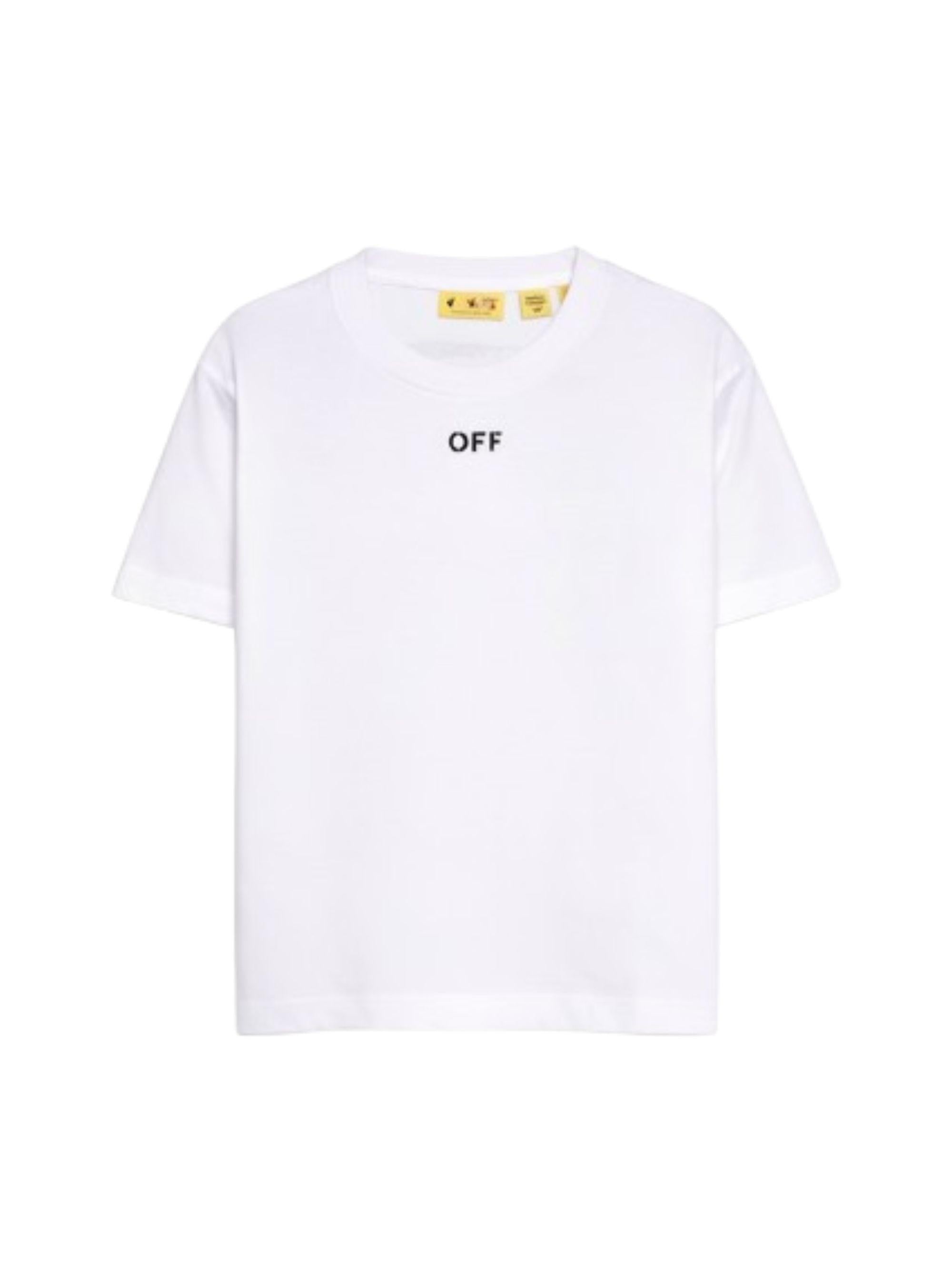 T-shirt per bambino Off-White Kids bianca con stampa freccia sul retro 44BAA002S26J006 100 OFF WHITE KIDS 