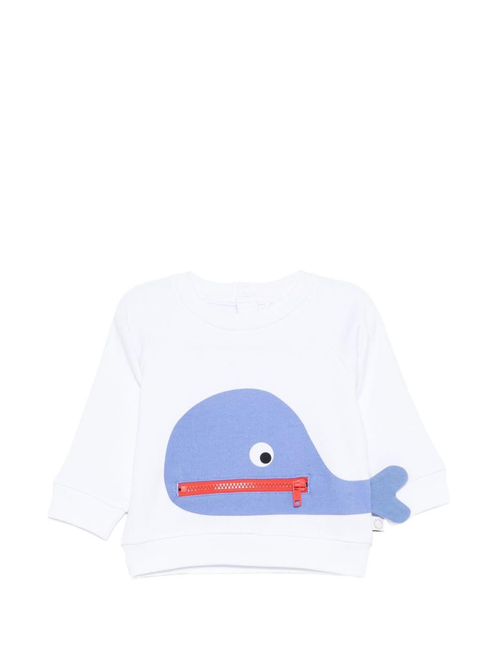 Felpa per neonato Stella McCartney Kids bianca con stampa balene TY4560 Z3409 100 STELLA McCARTNEY KIDS 