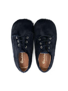 Scarpe primi passi per neonato Eli1957 blu in pelliccia con lacci 14027AK NAVY Eli Kids 