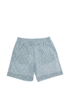 Shorts per bambino Off-White Kids azzurri con stampa logo all-over 44BCB00CS26F001 451 OFF WHITE KIDS 