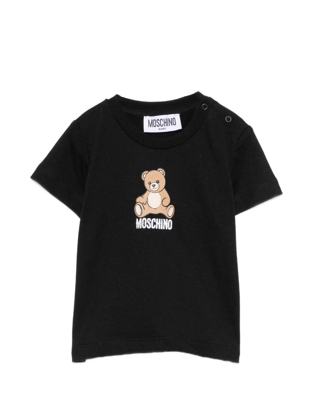 T-shirt per neonati Moschino Kids nera con motivo Teddy Bear M9M047LAA10 60100 MOSCHINO KIDS 