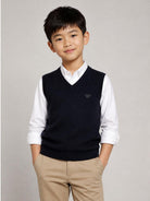Gilet per bambino Emporio Armani Kids blu con toppa con logo EB000442 AF28773 UB118 EMPORIO ARMANI KIDS 