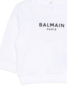 Felpa per neonati Balmain Kids bianca con stampa logo sul davanti BY4580 Z3183 100NE BALMAIN KIDS 