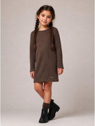 Abito per bambina Monnalisa Kids marrone a coste a maniche lunghe 41H903 8214 0006 MONNALISA KIDS 