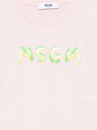 T-shirt per bambina MSGM Kids rosa modello crop S6MSJGTH002 MS076 MSGM KIDS 