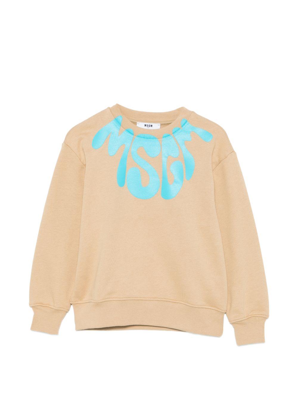 Felpa per bambino MSGM Kids beige con logo sul davanti S6MSJUSW220 178 MSGM KIDS 