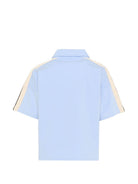 T-shirt per bambino Palm Angels Kids azzurra con colletto stile polo PBBD013S26FLE001 960 PALM ANGELS KIDS 