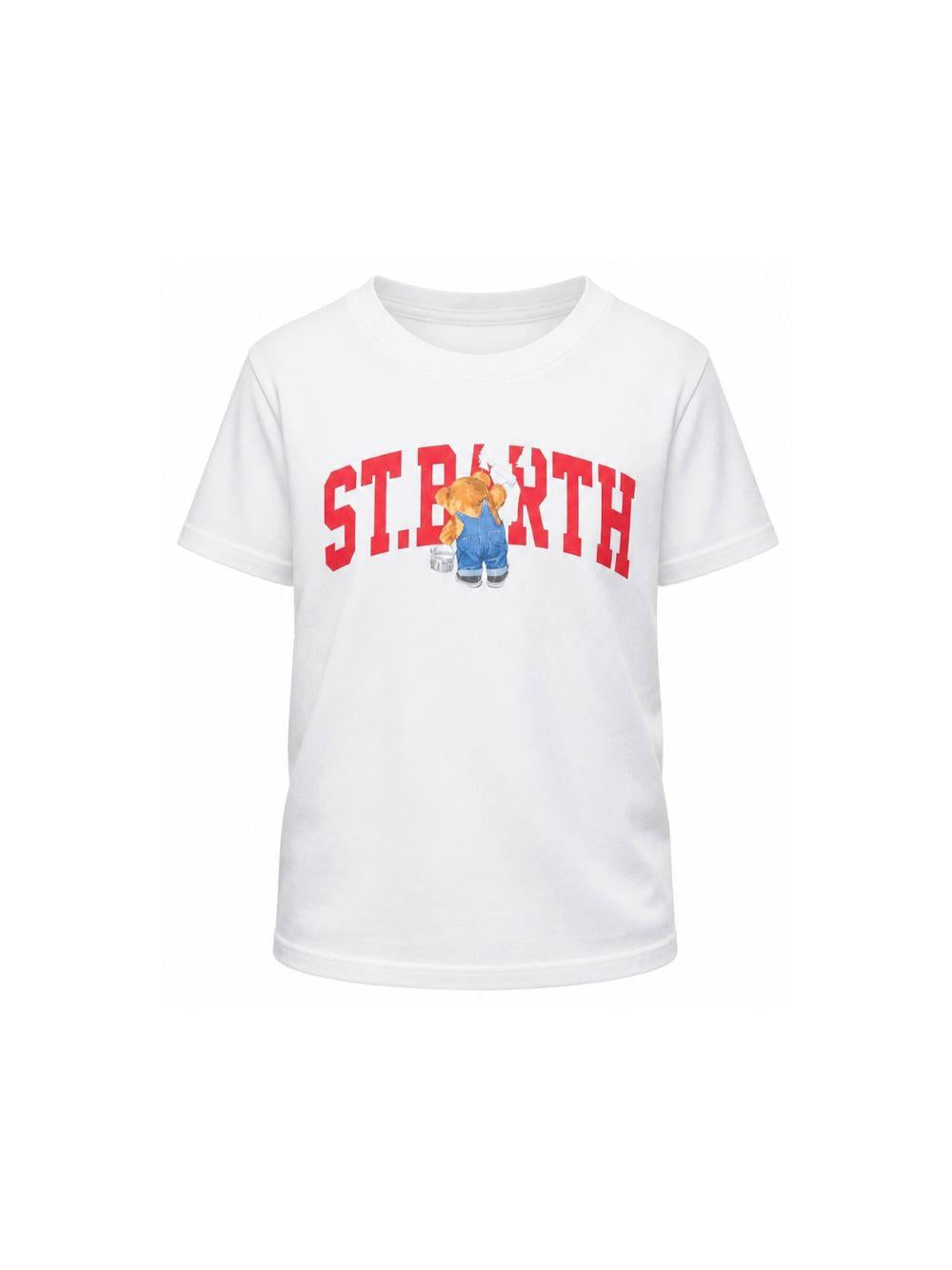 T-shirt per bambino MC2 Saint Barth Kids bianca con stampa grafica logo DNV0001 02355L MC2 ST. BARTH KIDS 