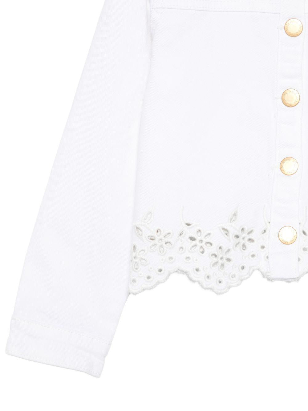 Giubbino per bambina Molo bianco con orlo ricamato 5S26M310 5636 MOLO 