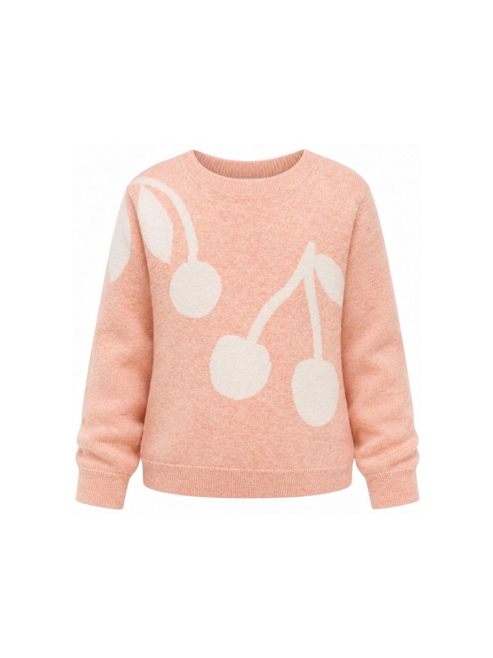 Maglione per bambina Bonpoint Kids rosa con ricamo ciliegie W06GJUK00002 025D BONPOINT KIDS 