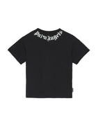 T-shirt per bambino Palm Angels Kids nera con logo sul davanti PBAA003S26JER004 110 PALM ANGELS KIDS 